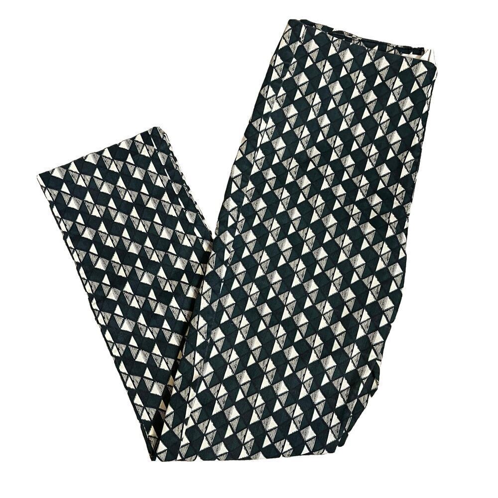 H&M Skinny Fit Geometric Print Pants Green Trousers Size 12 - Picture 6 of 11